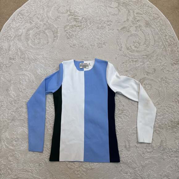 Tory‎ Sport Colorblock Long Sleeve Top Black White Blue Pullover
